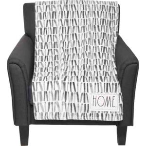 🌟NWT🌟Rae Dunn “Home” Patch Oversized Plush Throw Blanket 50x70”, Black-White❣️